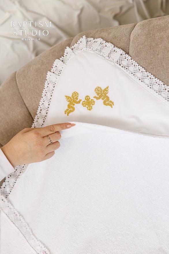 Hooded towel for baptism – perfect for christening day photos
