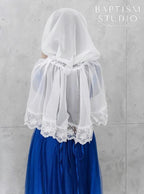 White Lace Head Covering – Orthodox Baptism Veil for Women