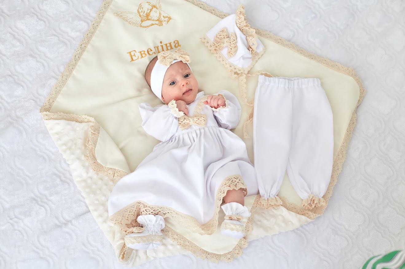 Soft ivory booties for baby girl baptism