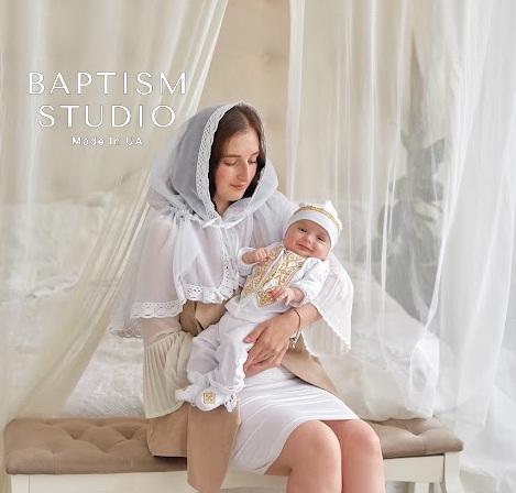 Luxury Linen Baptism Outfit for Baby Boy with Gold Embroidery