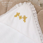 White christening towel with hood – elegant baptism gift