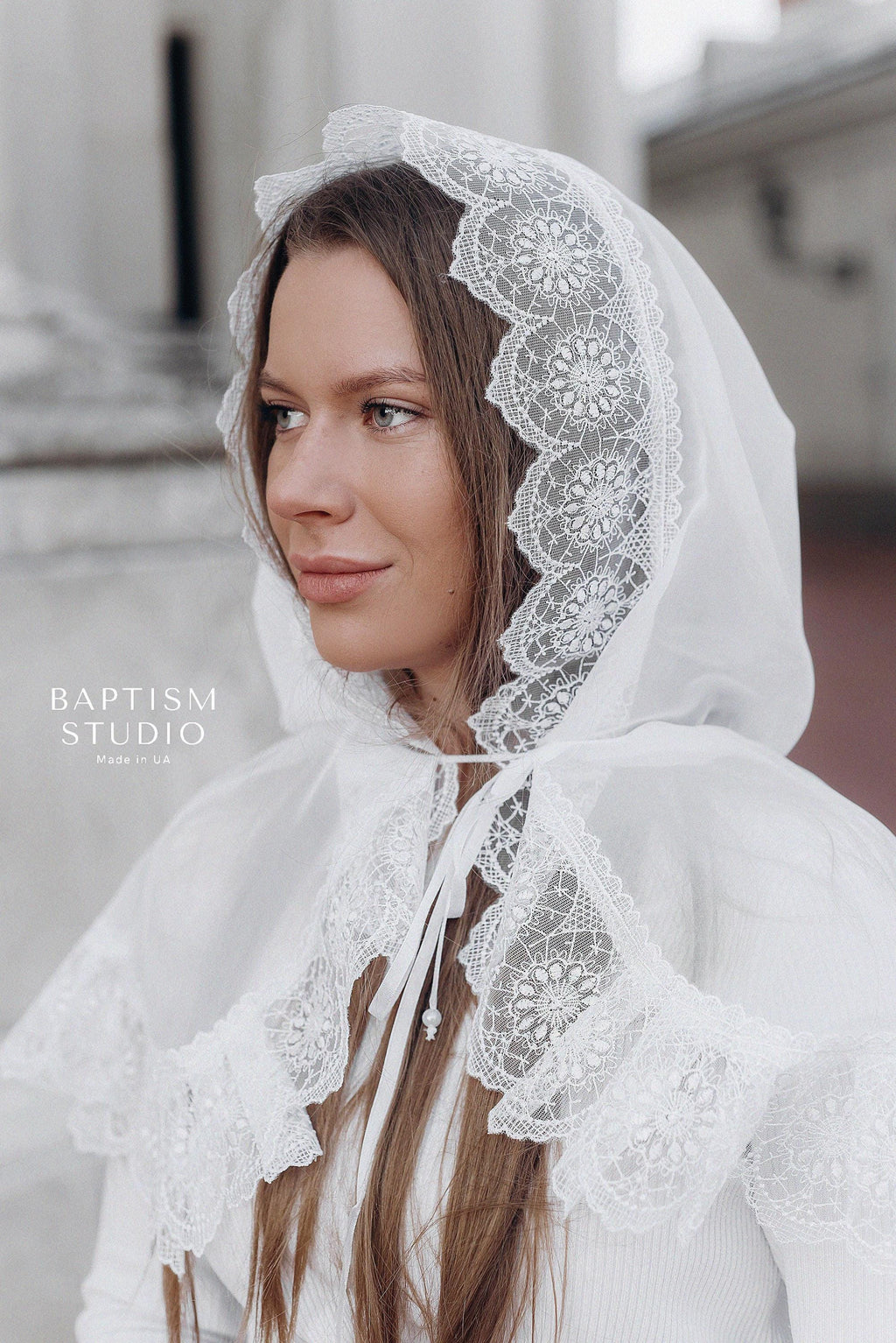 Lace Chapel Veil for Church | White Mantilla Head Covering