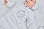 Personalized Linen Christening Set for Baby Boy - Natural velor Baptism Outfit