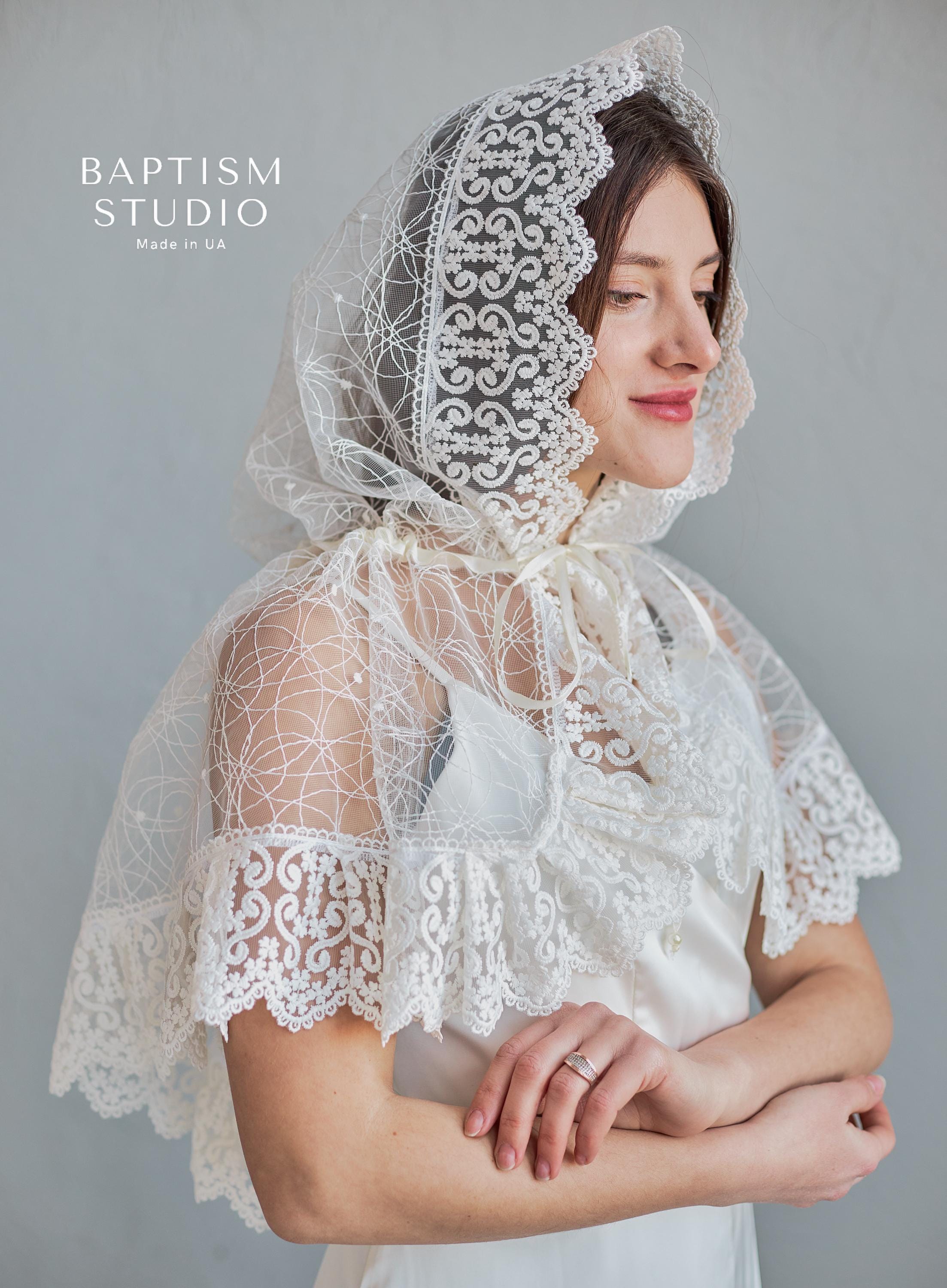 Elegant Lace Baptism Veil