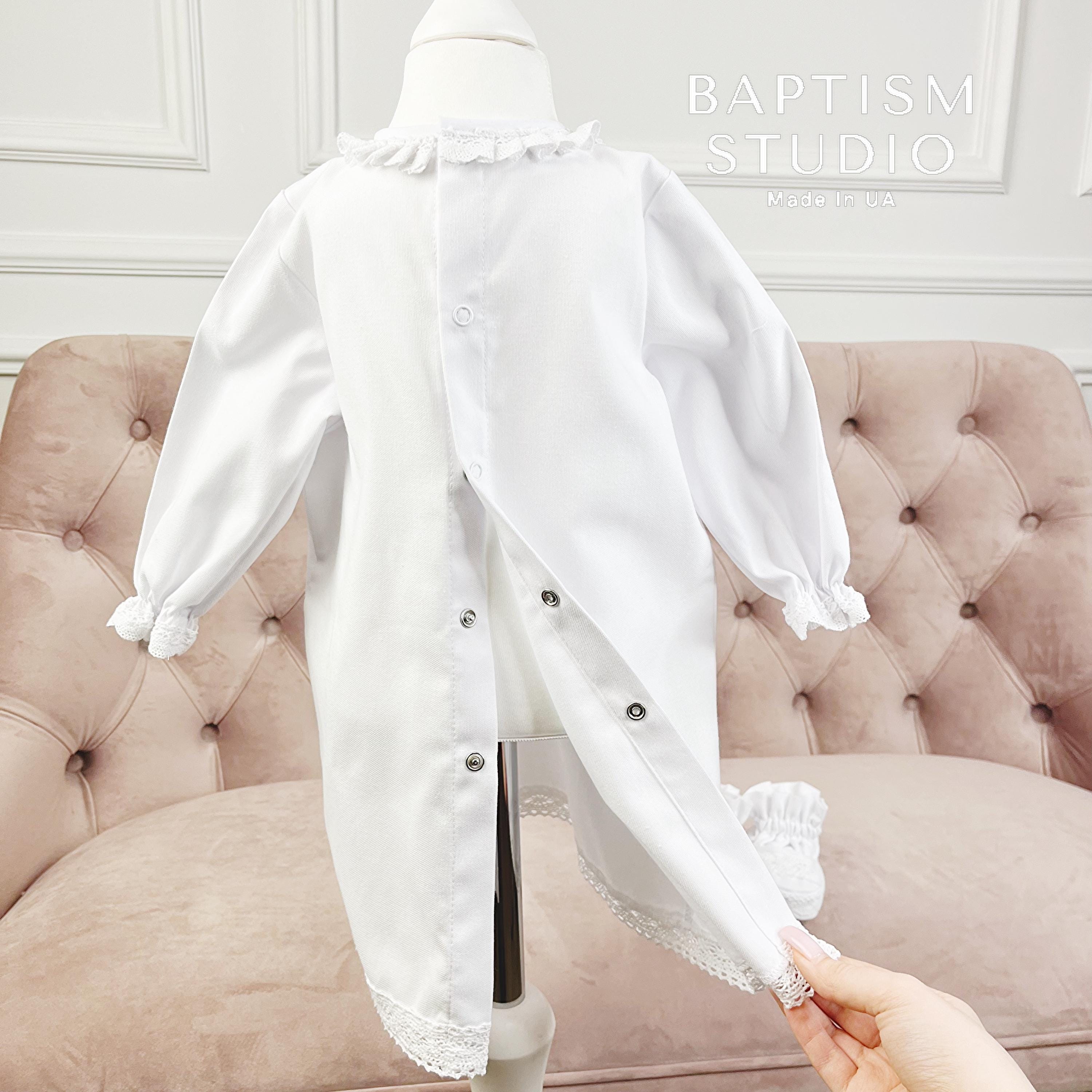 Baby Linen Baptism Outfit – Shirt, Pants, Booties & Bonnet Set