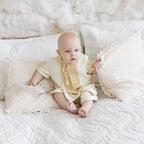 Ivory Muslin Summer Baptism Outfit for Baby Boy