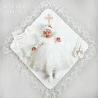 Luxury Light Ivory Christening Set for Baby Girl – Velour Dress, Blanket, Accessories