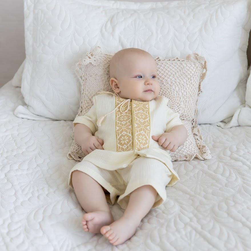 Baptism Set for Baby – Muslin Christening Outfit with Hooded Terry Towel | Personalized Christening Gift