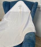 Baptism Blanket with Embroidered Cross | Christening Gift for Baby | Soft Linen Keepsake