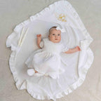 Baby Girl Baptism Set with Muslin Dress, Personalized Blanket and Candles – Christening Outfit