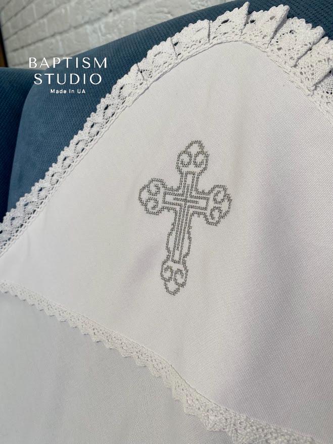 Baptism Blanket with Embroidered Cross | Christening Gift for Baby | Soft Linen Keepsake