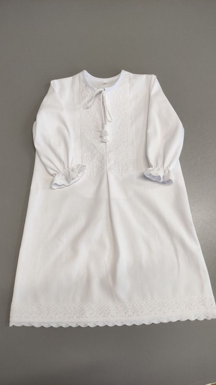 White Linen Baby Boy Baptism Gown – Christening Robe, Infant Blessing Outfit