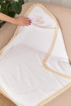 Personalized Hooded Baptism Towel – Embroidered Christening Gift with Lace Trim