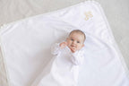 Baby Christening Set with Linen Blanket – Natural Baptism Outfit for Boys & Girls