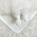 Luxury Light Ivory Christening Set for Baby Girl – Velour Dress, Blanket, Accessories