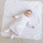 Baby Christening Set with Linen Blanket – Natural Baptism Outfit for Boys & Girls