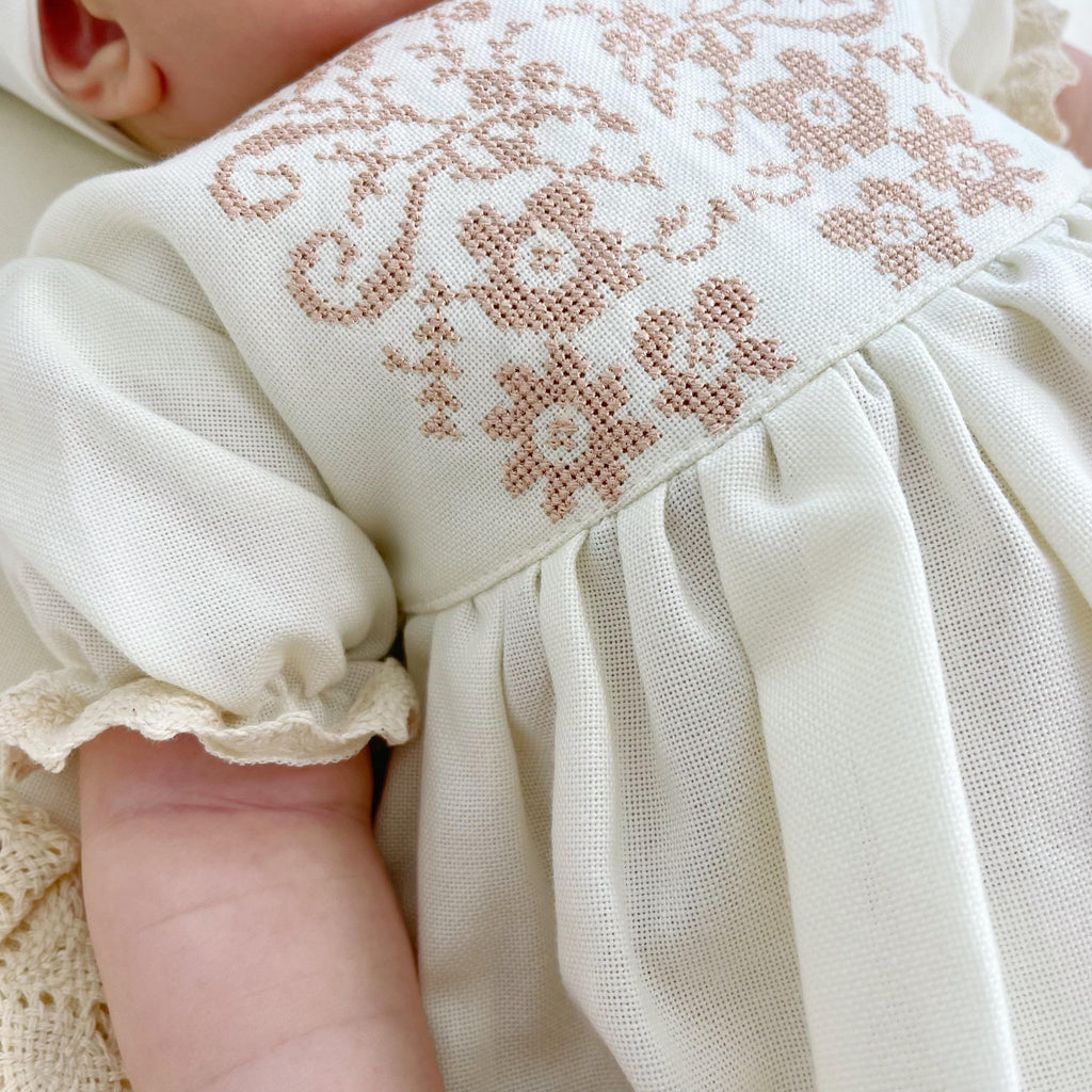 Complete Baptism Set for Baby Girl  – Linen & Velour