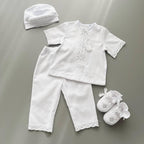 Personalized Linen Christening Set – Custom Embroidered Baptism Outfit & Blanket