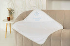 Personalized Linen Baptism Blanket – Lace Christening Shawl with Custom Embroidery