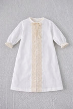 Linen Baptism Gown with Lace – Baby Christening Outfit