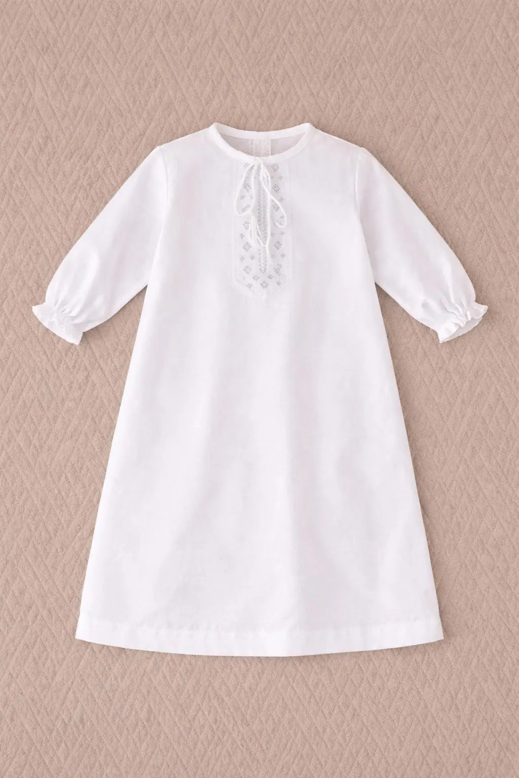 Linen Baptism Shirt with Delicate Embroidery – Baby Christening Outfit