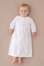 Linen Baptism Shirt with Delicate Embroidery – Baby Christening Outfit