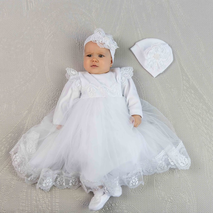 Elegant baby girl christening outfit for church ceremony