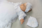 White Baby Baptism Dress Set with Lace | Velour Christening Outfit for Girl