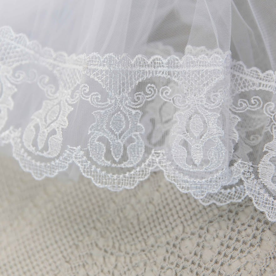 White Baby Baptism Dress Set with Lace | Velour Christening Outfit for Girl