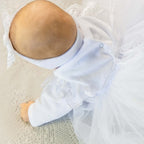 White Baby Baptism Dress Set with Lace | Velour Christening Outfit for Girl
