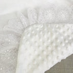 Baptism Blanket – Linen & Minky with Gold Embroidery  Personalized Christening Shawl 80×80 cm