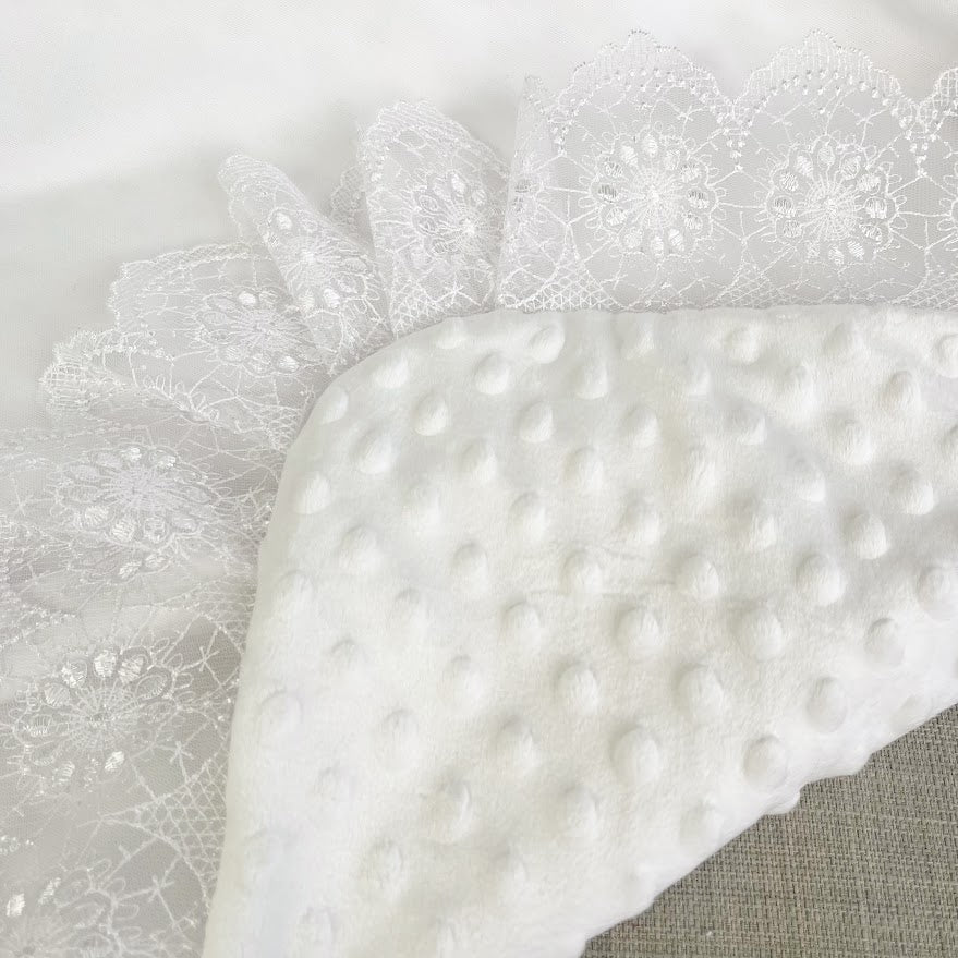 Baptism Blanket – Linen & Minky with Gold Embroidery  Personalized Christening Shawl 80×80 cm