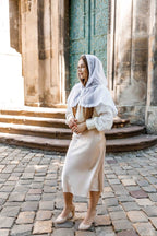 White Baptism Palantine with Lace | Chiffon Head Covering | Ships from USA