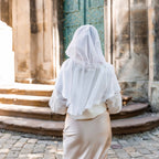 White Baptism Palantine with Lace | Chiffon Head Covering | Ships from USA